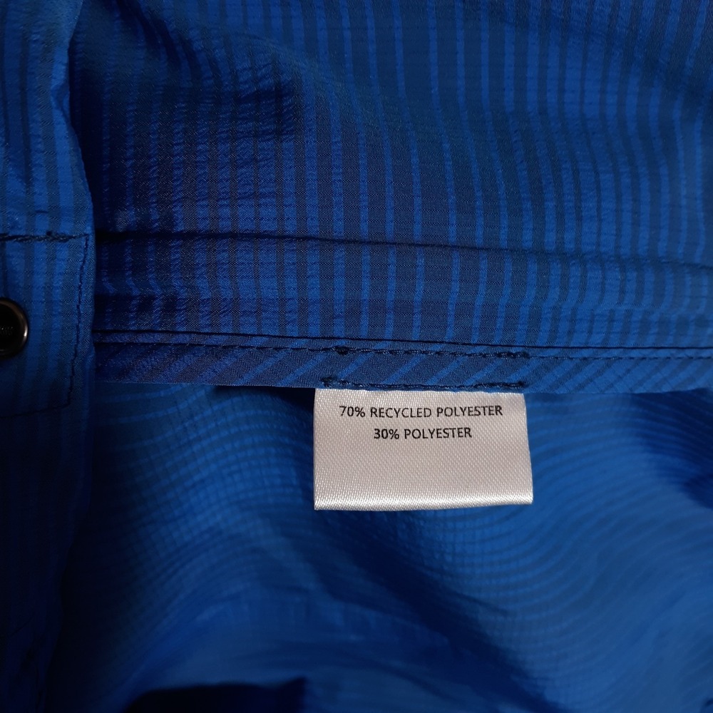 NAU Jacket Womens M Windbreaker Full Zip Pockets Hooded Asymmetric Blue - Picture 11 of 12